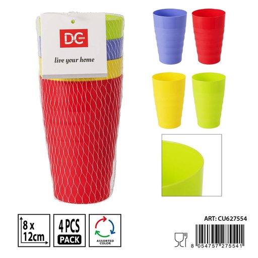 [0236876] Set de 4 vasos de plástico 8X12 cm - Utensilios de cocina