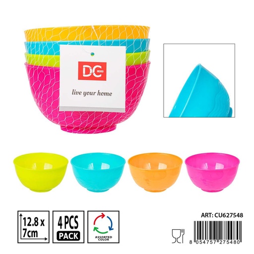 [0236875] Set de 4 cuencos de plástico 12.8x7 cm - Utensilios de cocina y almacenamiento