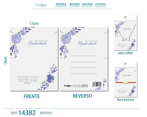 [14382] Tarjeta de felicitación para Hermana - Tarjeta para joyas de regalo