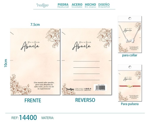 [14400] Tarjeta de felicitación para Abuela - Tarjeta para joyas de regalo