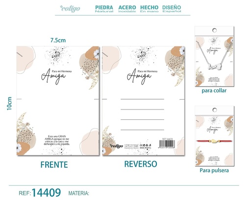 [14409] Tarjeta de felicitación para Amiga - Tarjeta para joyas de regalo