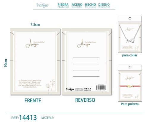 [14413] Tarjeta de felicitación para Amiga - Tarjeta para joyas de regalo