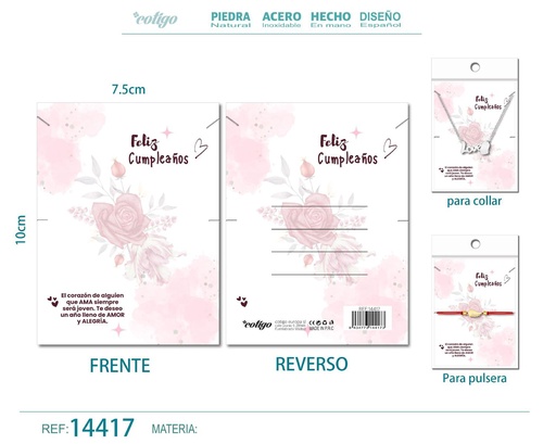 [14417] Tarjeta de felicitación para Cumpleaños - Tarjeta para joyas de regalo