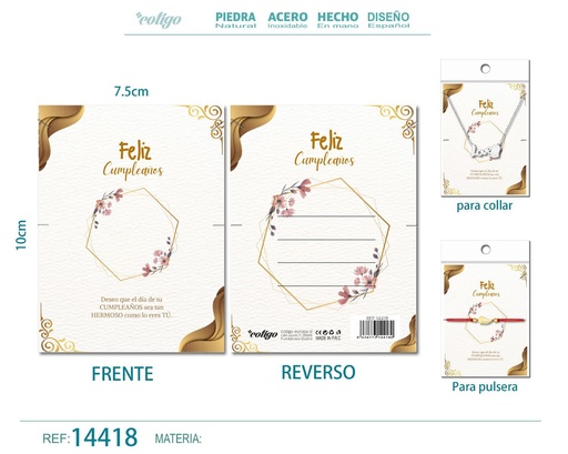 [14418] Tarjeta de felicitación para Cumpleaños - Tarjeta para joyas de regalo
