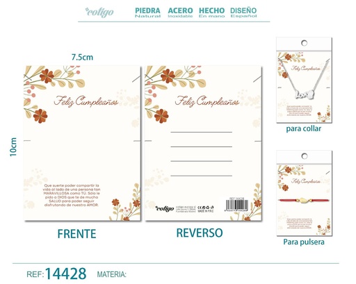 [14428] Tarjeta de felicitación para Cumpleaños - Tarjeta para joyas de regalo