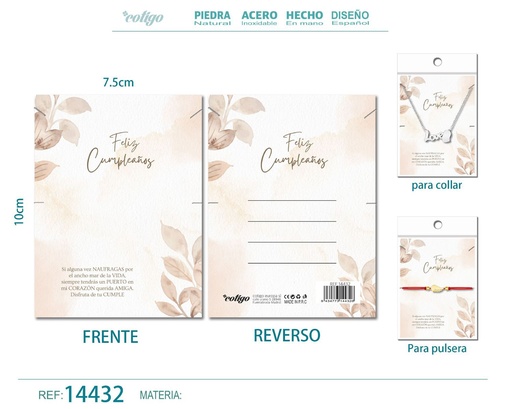 [14432] Tarjeta de felicitación para Cumpleaños - Tarjeta para joyas de regalo
