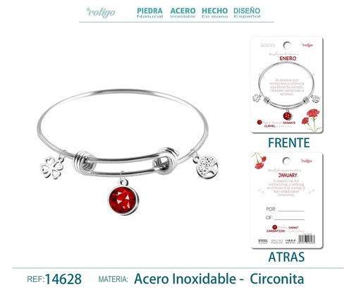 [14628] Brazalete de acero para nacimiento del mes de enero - Joyas de regalo por mes