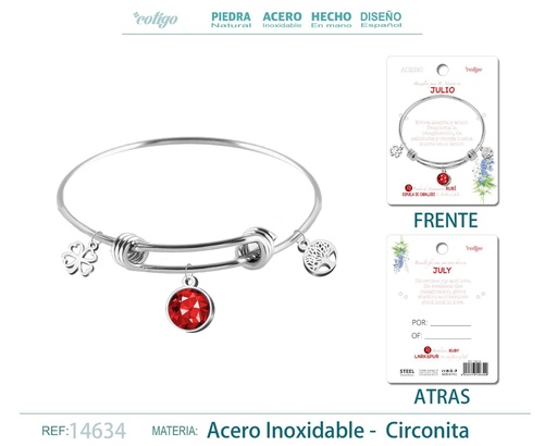 [14634] Brazalete de acero para nacimiento del mes de julio - Joyería de regalo
