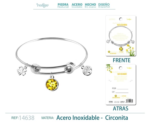 [14638] Brazalete de acero para nacimiento del mes de noviembre - Joyería de regalo