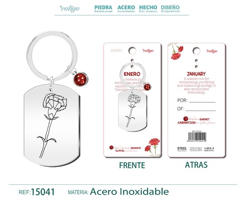 [15041] Llavero de Acero para Nacimiento de Enero - Joyería personalizada para regalos
