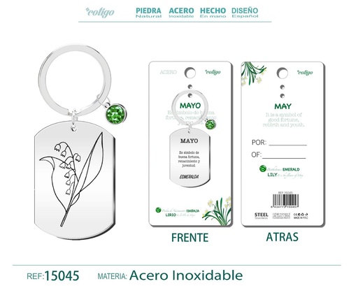 [15045] Llavero de Acero para Nacimiento de Mayo - Joyería personalizada para regalos