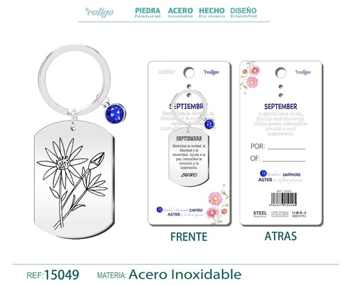 [15049] Llavero de Acero para Nacimiento de Septiembre - Joyería personalizada para regalos