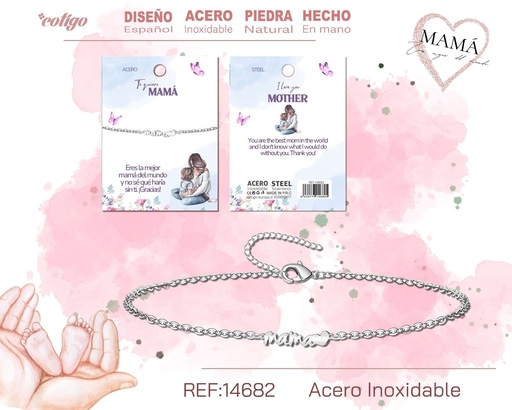 [14682] Pulsera para mamá color plateado - Joyas para regalos especiales