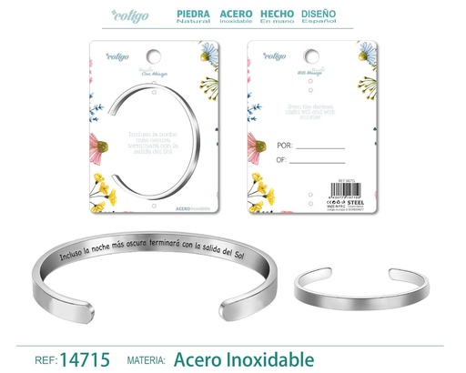 [14715] Brazalete de Acero con Mensaje Personalizado - Accesorios de joyería significativa