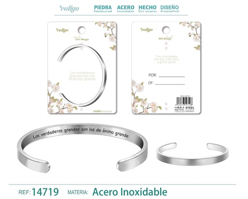 [14719] Brazalete de Acero con Mensaje Personalizado - Accesorios de joyería significativa