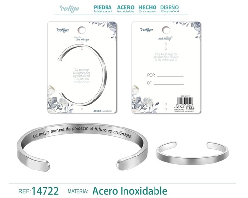 [14722] Brazalete de Acero con Mensaje Personalizado - Accesorios de joyería significativa