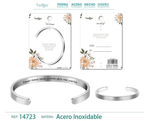 [14723] Brazalete de Acero con Mensaje Personalizado - Accesorios de joyería significativa