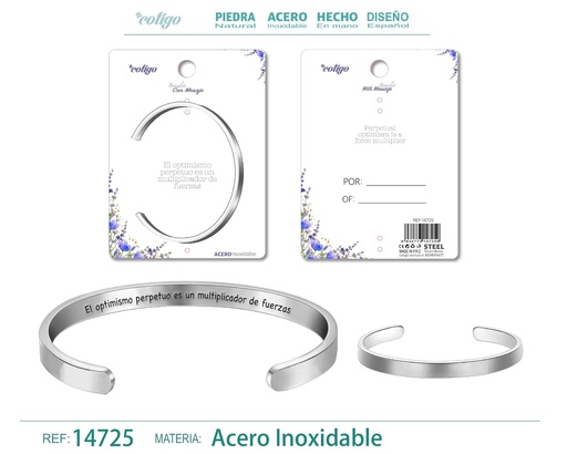 [14725] Brazalete de Acero con Mensaje Personalizado - Accesorios de joyería significativa