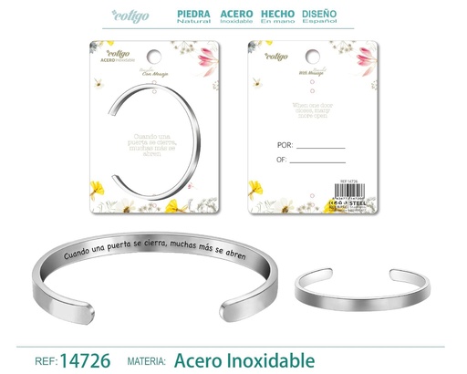 [14726] Brazalete de Acero con Mensaje Personalizado - Accesorios de joyería significativa