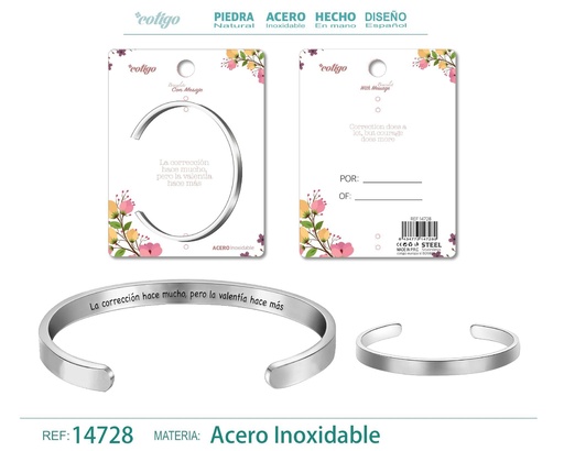 [14728] Brazalete de Acero con Mensaje Personalizado - Accesorios de joyería significativa