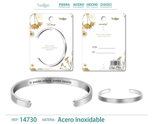 [14730] Brazalete de Acero con Mensaje Personalizado - Accesorios de joyería significativa