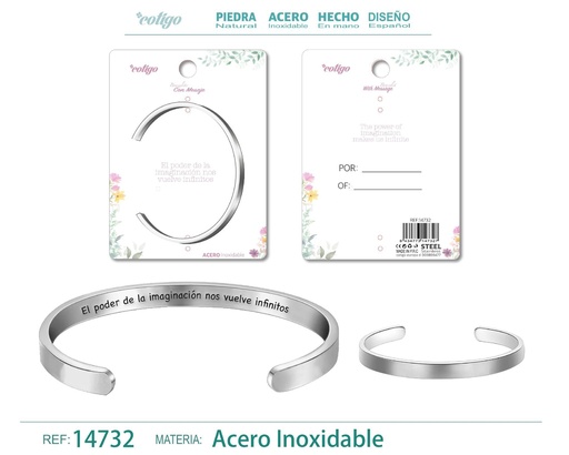 [14732] Brazalete de Acero con Mensaje Personalizado - Accesorios de joyería significativa