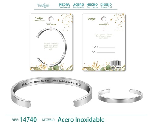 [14740] Brazalete de Acero con Mensaje Personalizado - Accesorios de joyería significativa