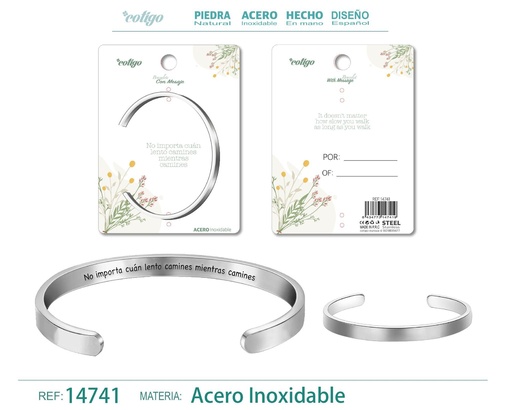 [14741] Brazalete de Acero con Mensaje Personalizado - Accesorios de joyería significativa