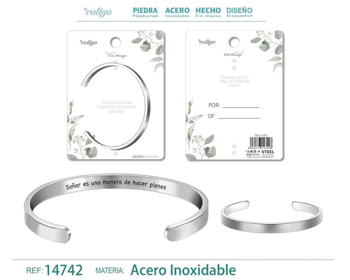 [14742] Brazalete de Acero con Mensaje Personalizado - Accesorios de joyería significativa
