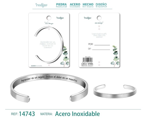 [14743] Brazalete de Acero con Mensaje Personalizado - Accesorios de joyería significativa