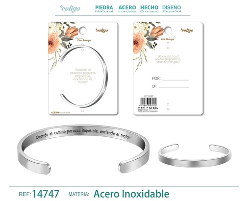 [14747] Brazalete de Acero con Mensaje Personalizado - Accesorios de joyería significativa