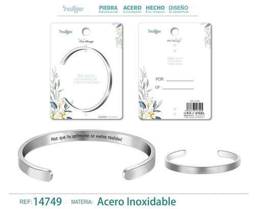 [14749] Brazalete de Acero con Mensaje Personalizado - Accesorios de joyería significativa
