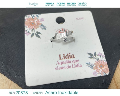 [20878] Anillo de acero con nombre "Lidia" color plateado - Anillos personalizados