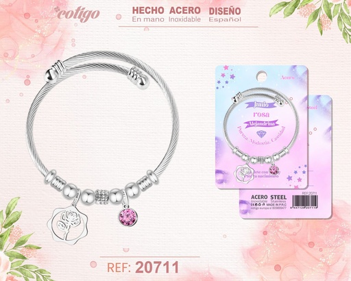 [20711] Brazalete de acero para mes de nacimiento Junio - Joyería personalizada por meses
