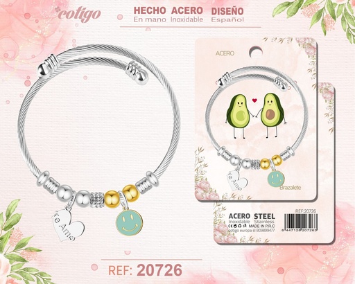 [20726] Brazalete de acero para amor - Joyería romántica y regalos para parejas