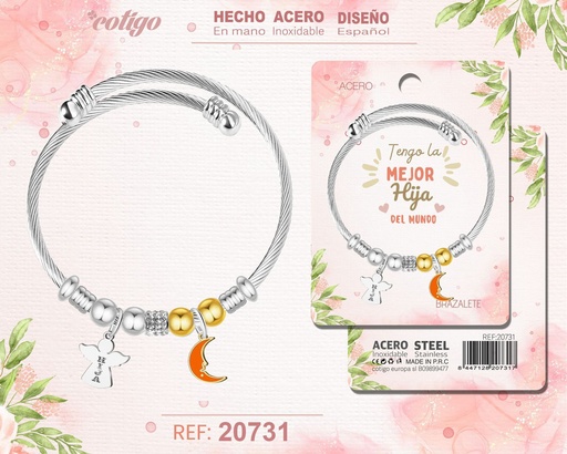 [20731] Brazalete de acero para hija - Joyería personalizada para hijas