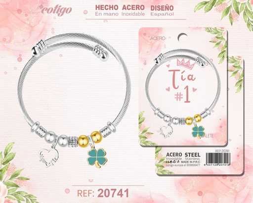 [20741] Brazalete de acero para tía - Joyería personalizada para tías