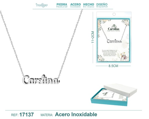 [17137] Collar de acero plateado con nombre Carolina - Joyas personalizadas