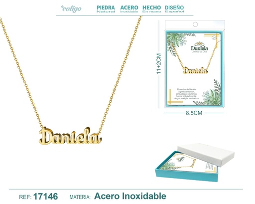 [17146] Collar de acero dorado con nombre Daniela - Joyas personalizadas