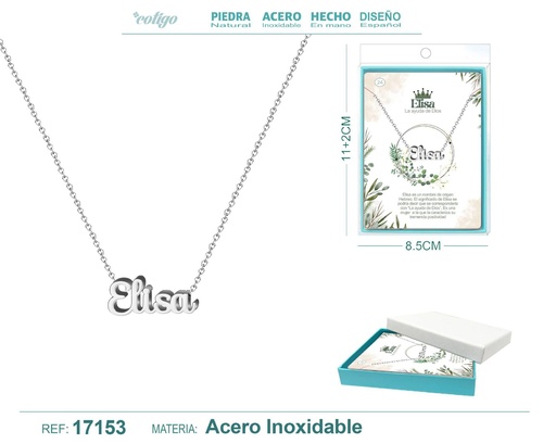 [17153] Collar de acero plateado con nombre Elisa - Joyas personalizadas