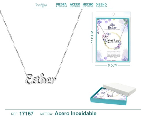 [17157] Collar de acero plateado con nombre Esther - Joyas personalizadas