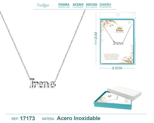 [17173] Collar de acero plateado con nombre Irene - Joyas personalizadas