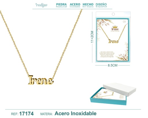 [17174] Collar de acero dorado con nombre Irene - Joyas personalizadas