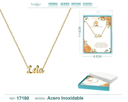 [17190] Collar de acero dorado con nombre Lola - Joyas personalizadas