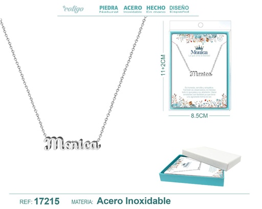 [17215] Collar de acero plateado con nombre Monica - Joyas personalizadas