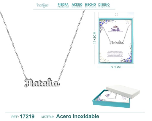 [17219] Collar de acero plateado con nombre Natalia - Joyas personalizadas