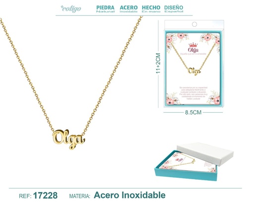 [17228] Collar de acero dorado con nombre Olga - Joyas personalizadas