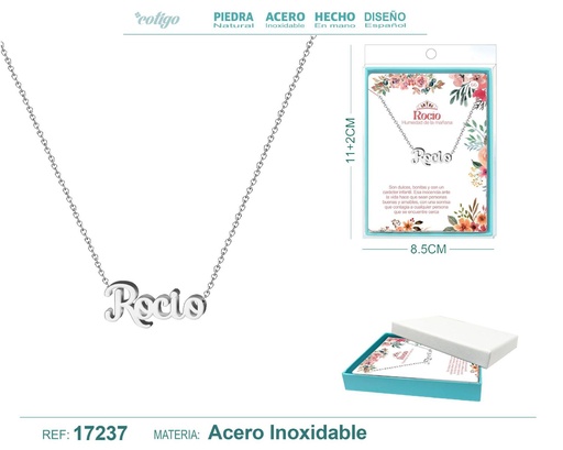 [17237] Collar de acero plateado con nombre Rocío - Joyas personalizadas