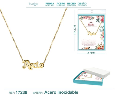 [17238] Collar de acero dorado con nombre Rocío - Joyas personalizadas