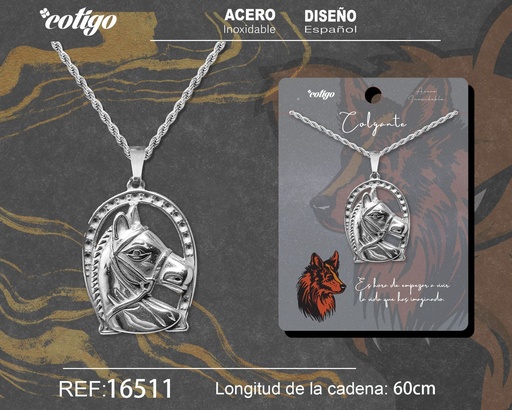 [16511] Colgante hombre de acero plateado - Joyería masculina